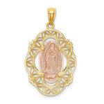 14K Two-tone w/White Rhodium Guadalupe Medal Pendant - Product Photo