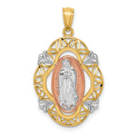 14K Two-tone w/White Rhodium Guadalupe Medal Pendant - Product Photo