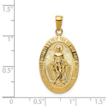 10K / 14K Yellow Gold Gold Satin and Polished Finish Miraculous Medal Pendant - Product Photo