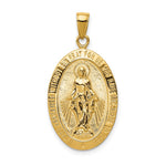 10K / 14K Yellow Gold Gold Satin and Polished Finish Miraculous Medal Pendant - Product Photo
