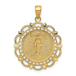 10K / 14K Yellow Gold Polished Miraculous Medal With Scallop Frame Pendant - Product Photo