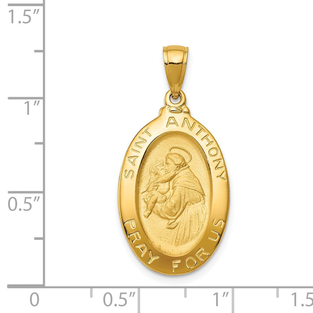 10K / 14K Yellow Gold Saint Anthony Oval Medal Pendant - Product Photo