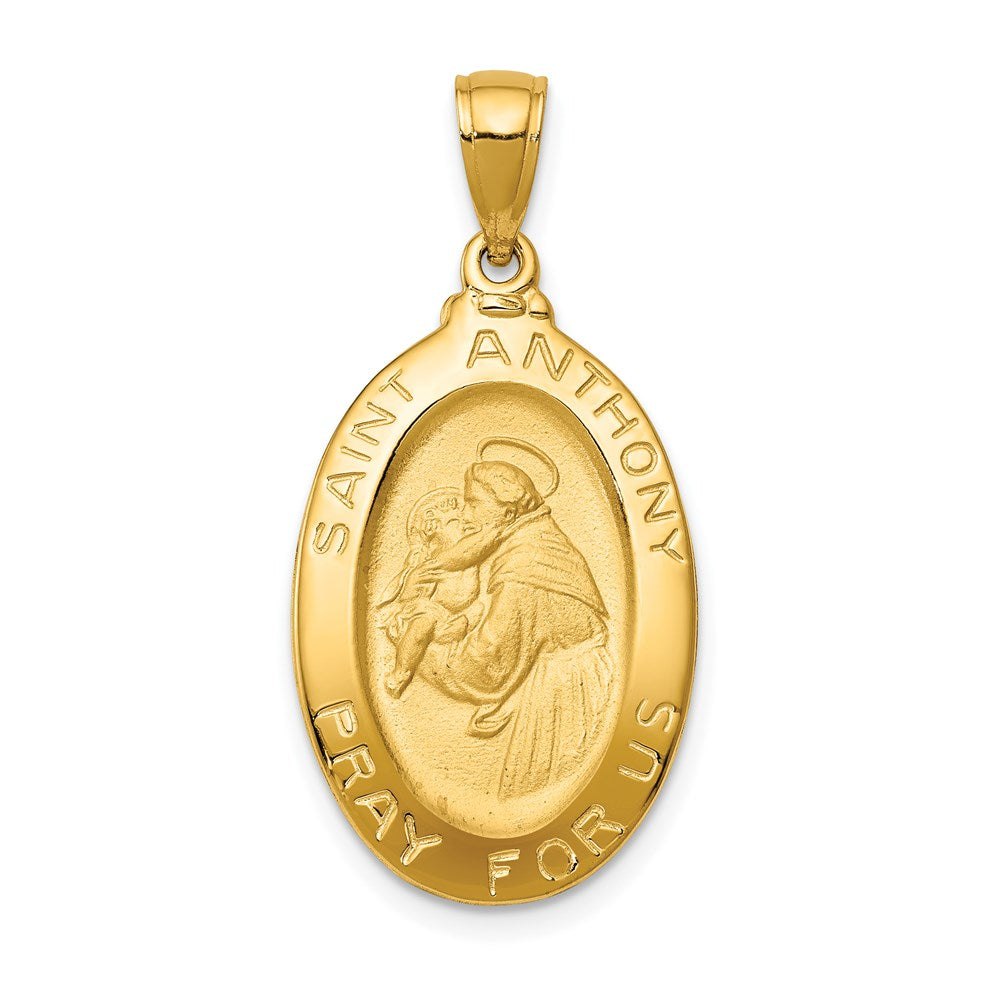 10K / 14K Yellow Gold Saint Anthony Oval Medal Pendant - Product Photo