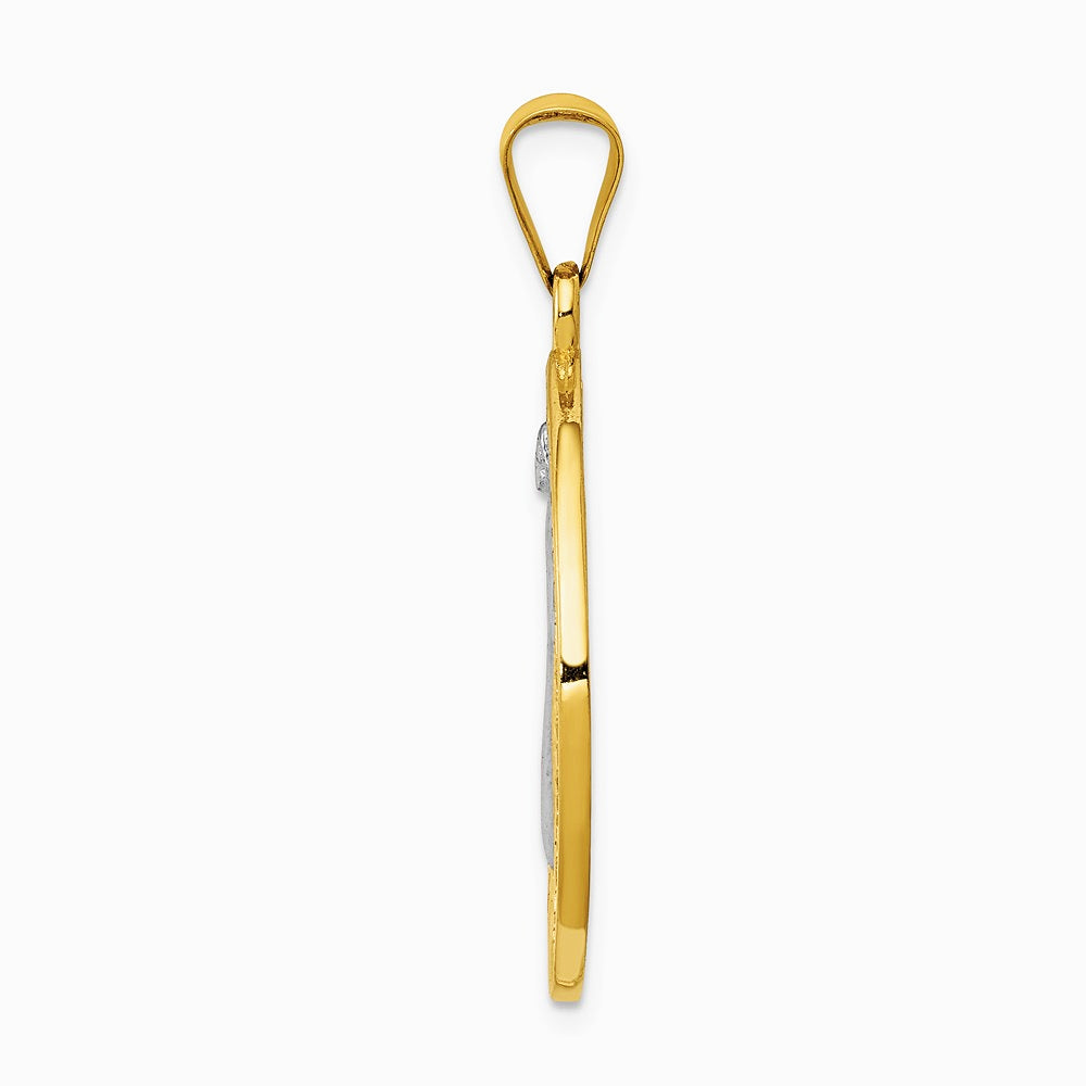 14K Yellow & Rhodium With Rhodium Circle St. Benedict Medal Pendant - Product Photo