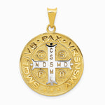 14K Yellow & Rhodium With Rhodium Circle St. Benedict Medal Pendant - Product Photo