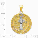14K Yellow & Rhodium With Rhodium Circle St. Benedict Medal Pendant - Product Photo