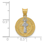 14k With Rhodium Circle St. Benedict Medal Pendant - Product Photo