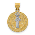 14k With Rhodium Circle St. Benedict Medal Pendant - Product Photo
