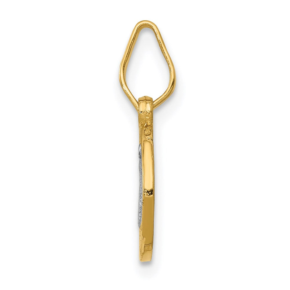 14k With Rhodium Circle St. Benedict Medal Pendant - Product Photo
