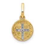 14k With Rhodium Circle St. Benedict Medal Pendant - Product Photo