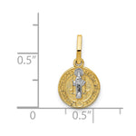 14k With Rhodium Circle St. Benedict Medal Pendant - Product Photo