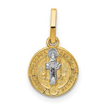 14k With Rhodium Circle St. Benedict Medal Pendant - Product Photo