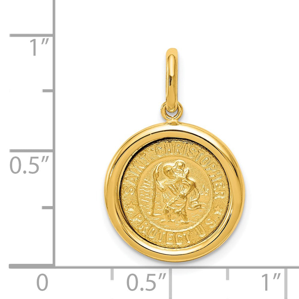 14K Polished And Satin St Christopher Medal Pendant - Product Photo