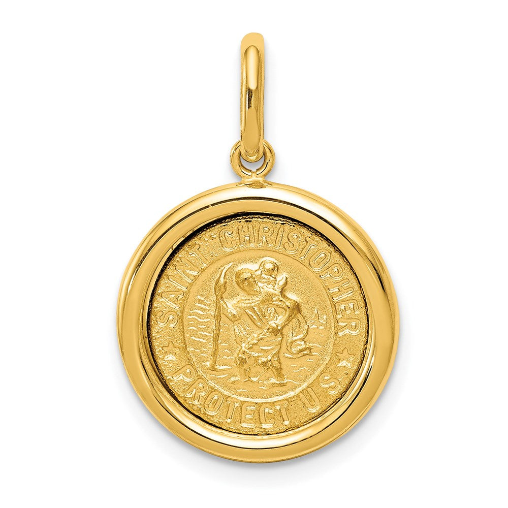 14K Polished And Satin St Christopher Medal Pendant - Product Photo