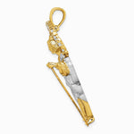 14K Yellow & Rhodium w/ Rhodium CZ Diamond-Cut Polished St. Jude Pendant - Product Photo