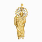 14K Yellow & Rhodium w/ Rhodium CZ Diamond-Cut Polished St. Jude Pendant - Product Photo