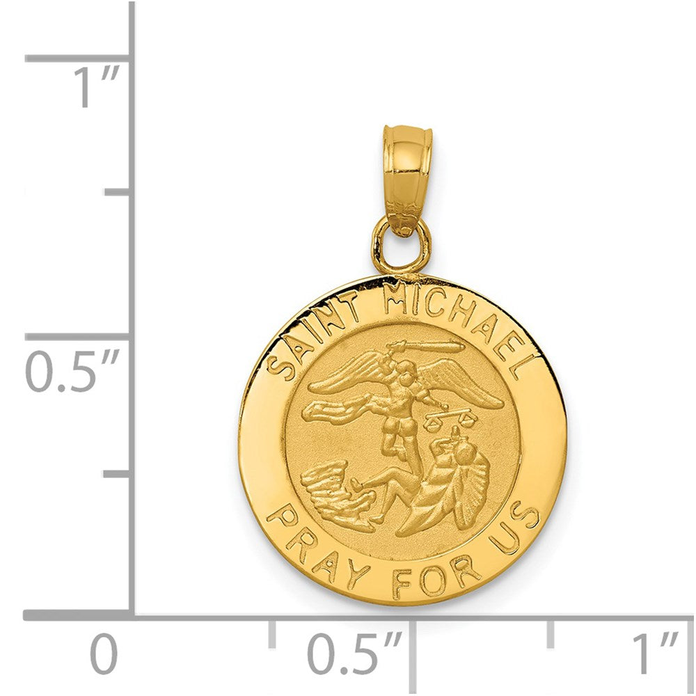 10K / 14K Yellow Gold Saint Michael Medal Pendant - Product Photo
