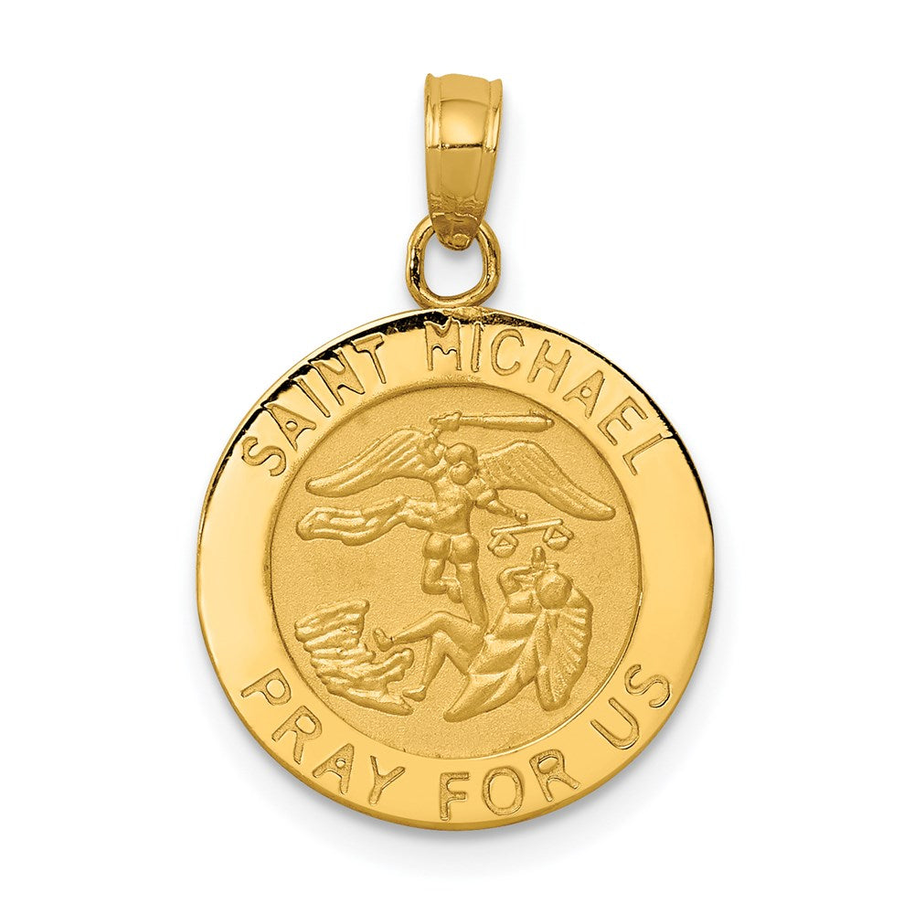 10K / 14K Yellow Gold Saint Michael Medal Pendant - Product Photo
