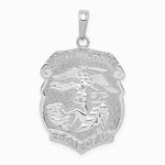 14K White Gold Polished Large Saint Michael Protect Us Medal Pendant - Product Photo