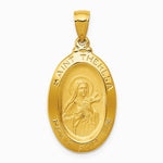 14K Yellow Gold Saint Theresa Oval Medal Pendant - Product Photo