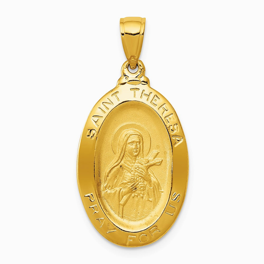 14K Yellow Gold Saint Theresa Oval Medal Pendant
