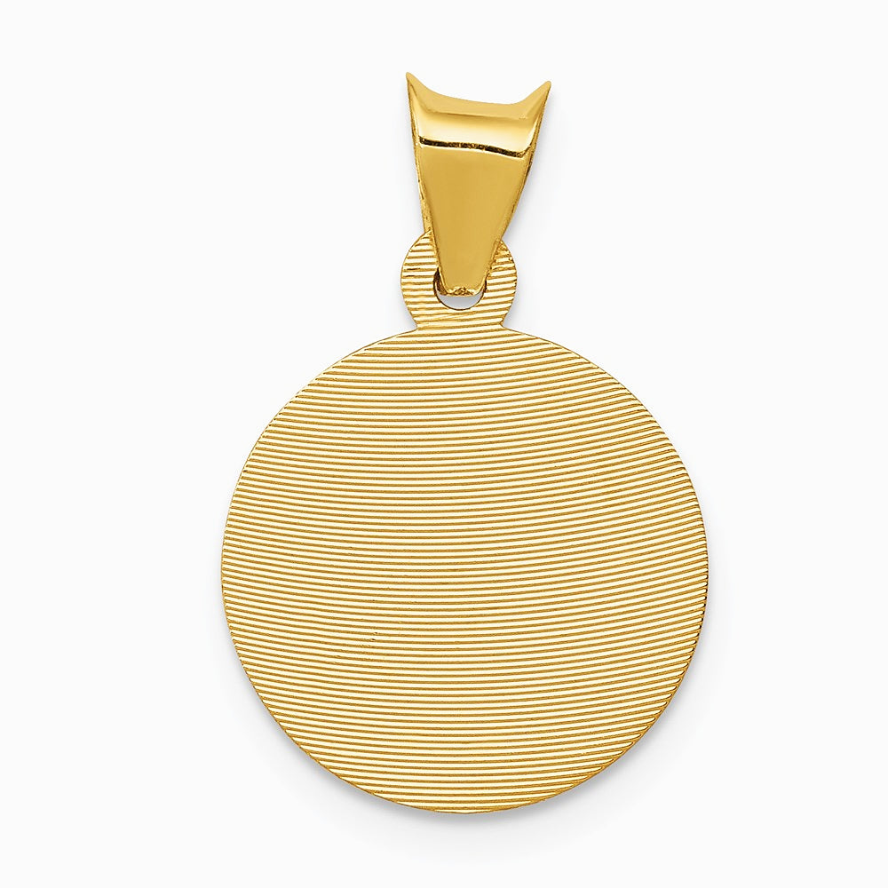 14K Yellow Gold Polished and Diamond-Cut Baptism Circle Pendant - Product Photo