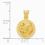 14K Yellow Gold Polished and Diamond-Cut Baptism Circle Pendant - Product Photo