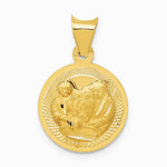 14K Yellow Gold Polished and Diamond-Cut Baptism Circle Pendant - Product Photo