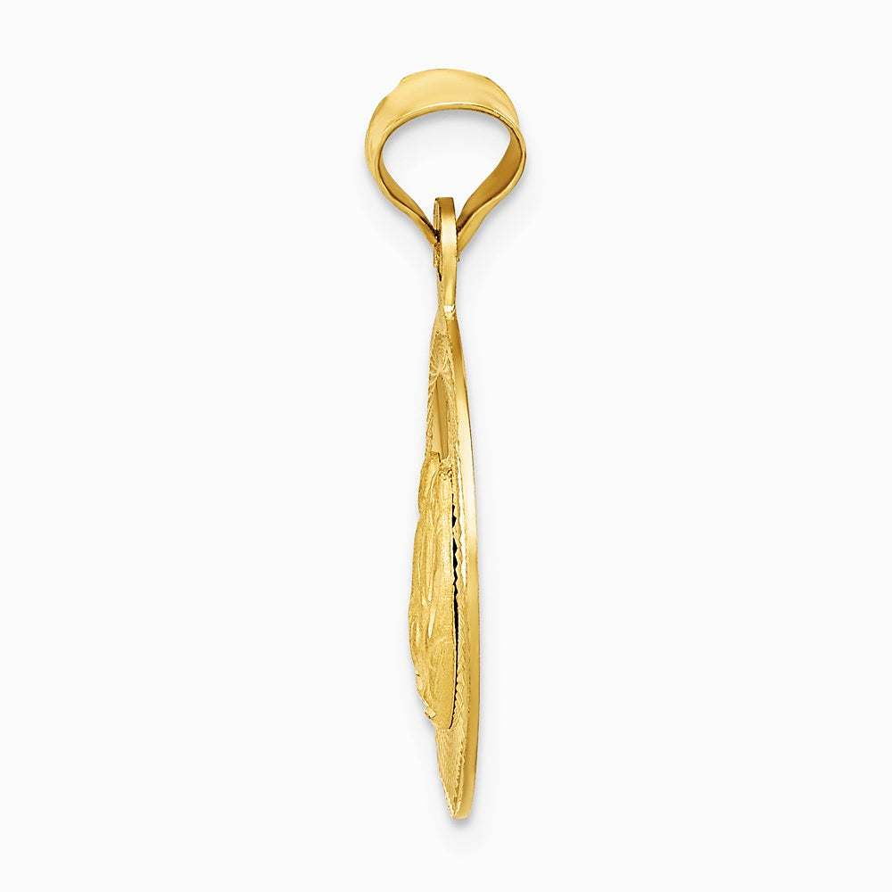 14K Yellow Gold Polished and Diamond-Cut Baptism Circle Pendant - Product Photo