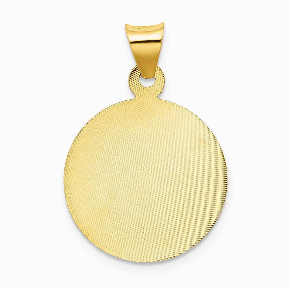 14K Yellow Gold Polished and Diamond-Cut Baptism Circle Pendant - Product Photo