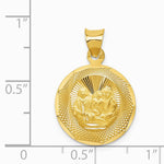 14K Yellow Gold Polished and Diamond-Cut Baptism Circle Pendant - Product Photo