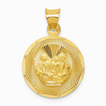 14K Yellow Gold Polished and Diamond-Cut Baptism Circle Pendant - Product Photo