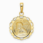 10K / 14K Yellow Gold Gold Polished Angel/Cherub on Round Scallop Frame Pendant - Product Photo