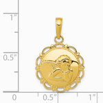 10K / 14K Yellow Gold Gold Polished Angel/Cherub on Round Scallop Frame Pendant - Product Photo
