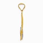 14K Yellow & Rhodium W/Rhodium Diamond-Cut Girl Communion Semi-solid Pendant - Product Photo