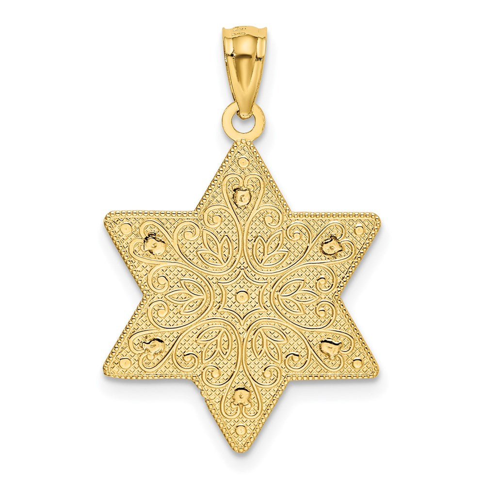 14K Two-Tone Polished Reversible Filigree Star Of David Pendant - Product Photo