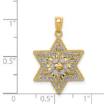 14K Two-Tone Polished Reversible Filigree Star Of David Pendant - Product Photo