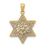14K Two-Tone Polished Reversible Filigree Star Of David Pendant - Product Photo