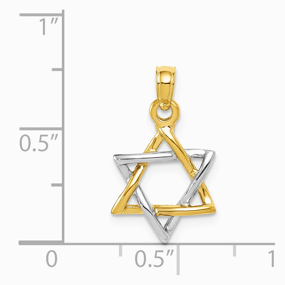 10K / 14K Two-tone Polished Star of David Pendant - Product Photo
