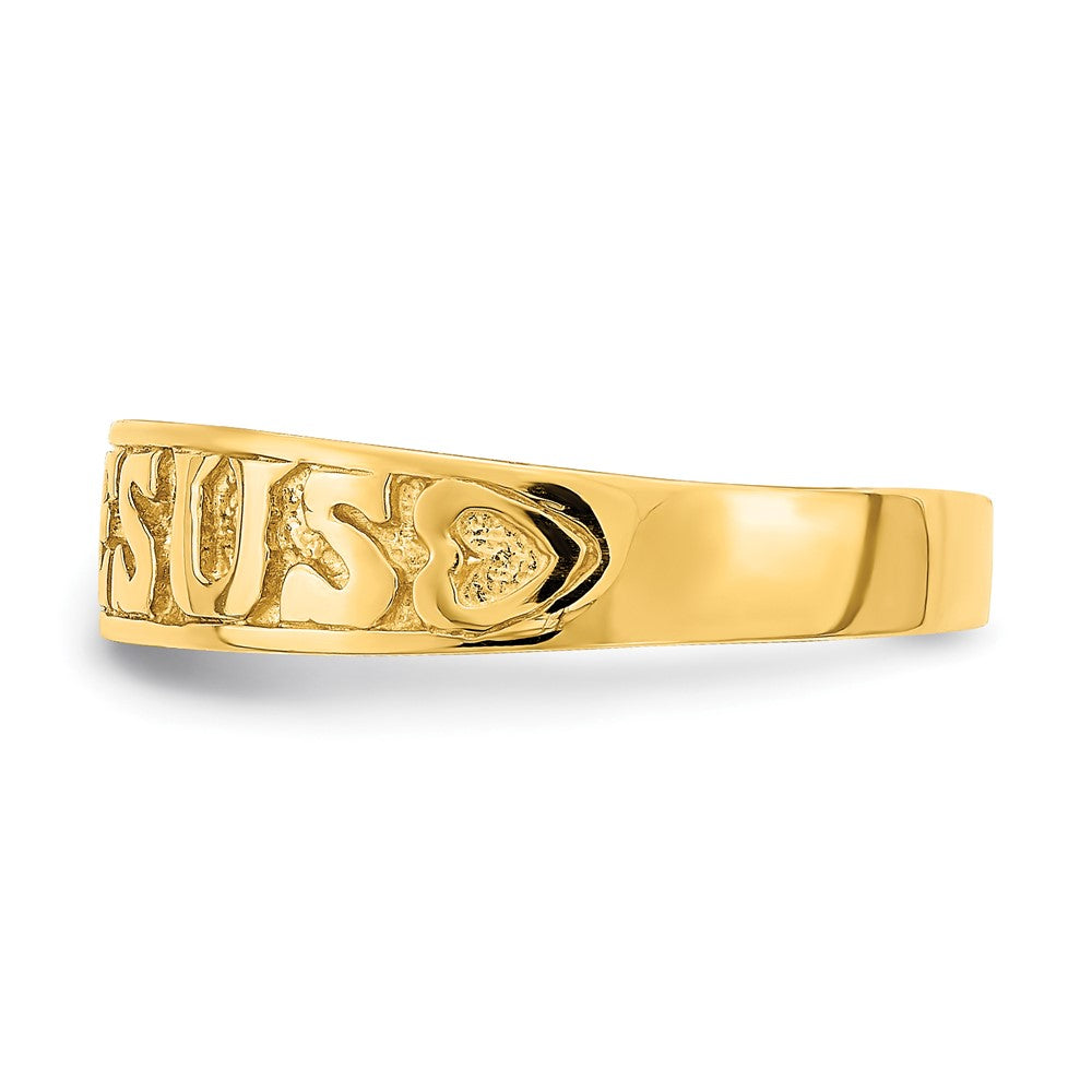 14K Yellow Gold Gold Polished Jesus w/Hearts Ring - Product Photo