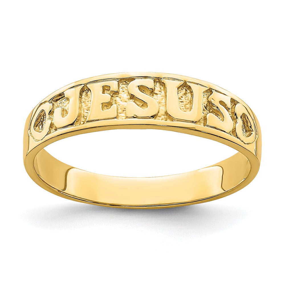 14K Yellow Gold Gold Polished Jesus w/Hearts Ring - Product Photo