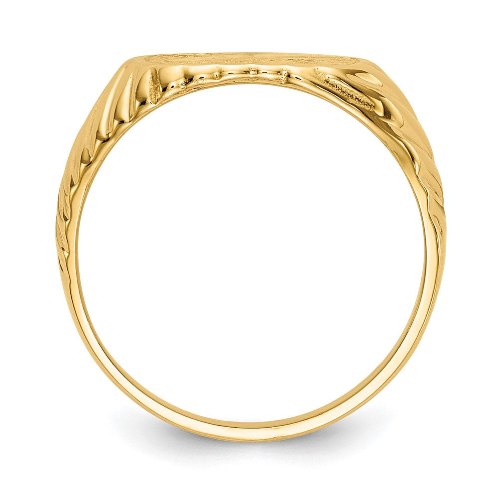 14K Gold Polished Baby Rectangle Signet w/Stripes Ring - Product Photo