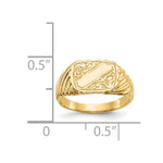 14K Gold Polished Baby Rectangle Signet w/Stripes Ring - Product Photo