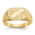 14K Gold Polished Baby Rectangle Signet w/Stripes Ring - Product Photo