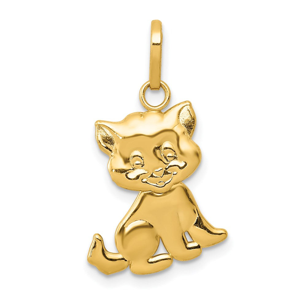 14K Yellow Gold Polished Moveable Cat Pendant