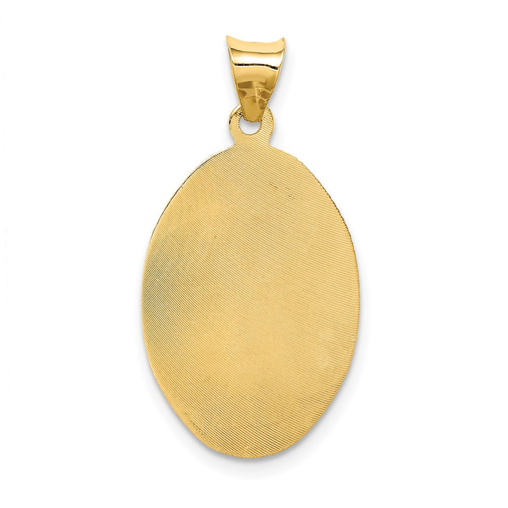14K Yellow & Rhodium with Rhodium Diamond-Cut Lady Of Guadalupe Oval Pendant - Product Photo
