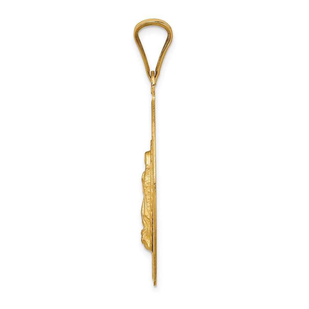 14K Yellow & Rhodium with Rhodium Diamond-Cut Lady Of Guadalupe Oval Pendant - Product Photo