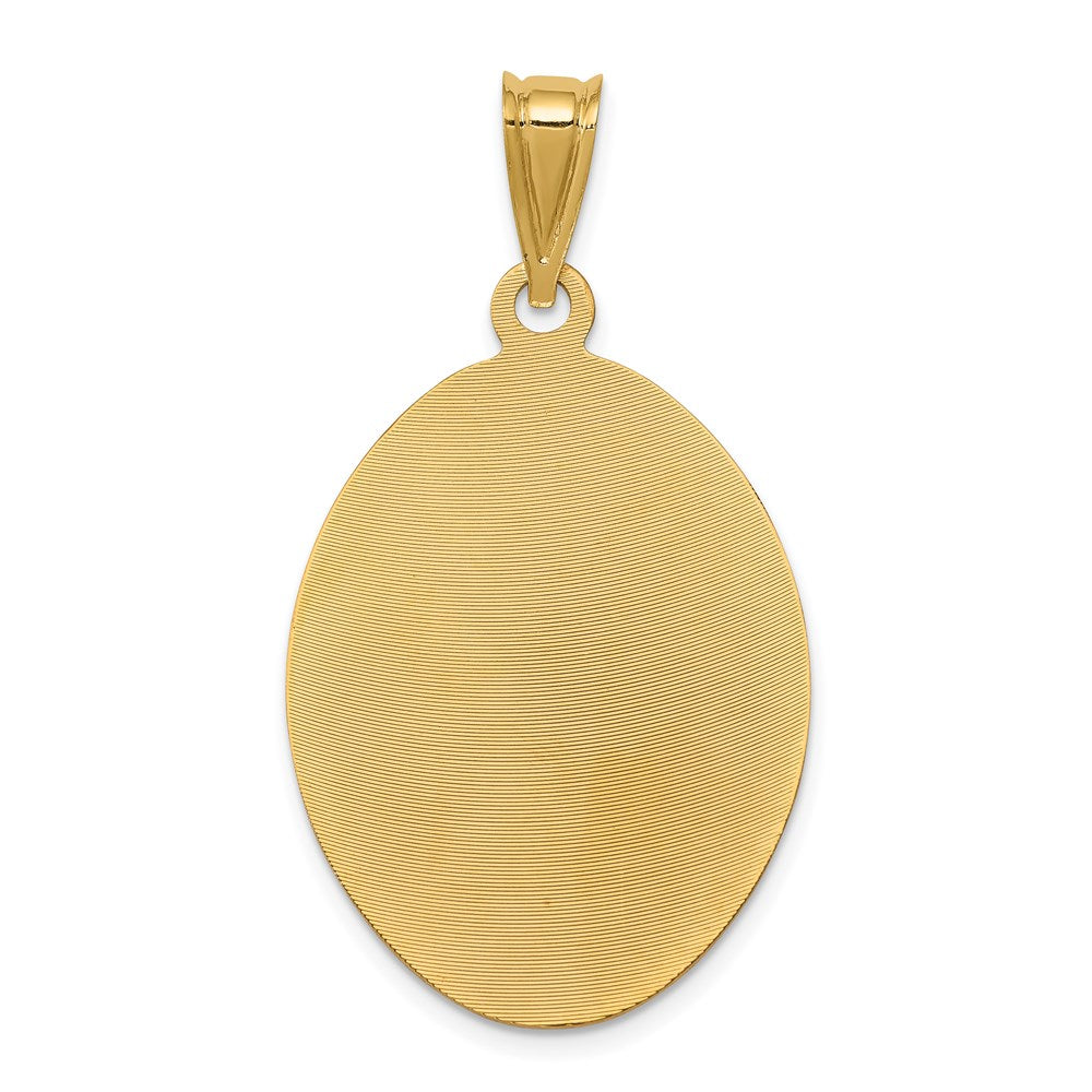 14K Yellow & Rhodium with Rhodium Diamond-Cut Lady Of Guadalupe Oval Pendant - Product Photo