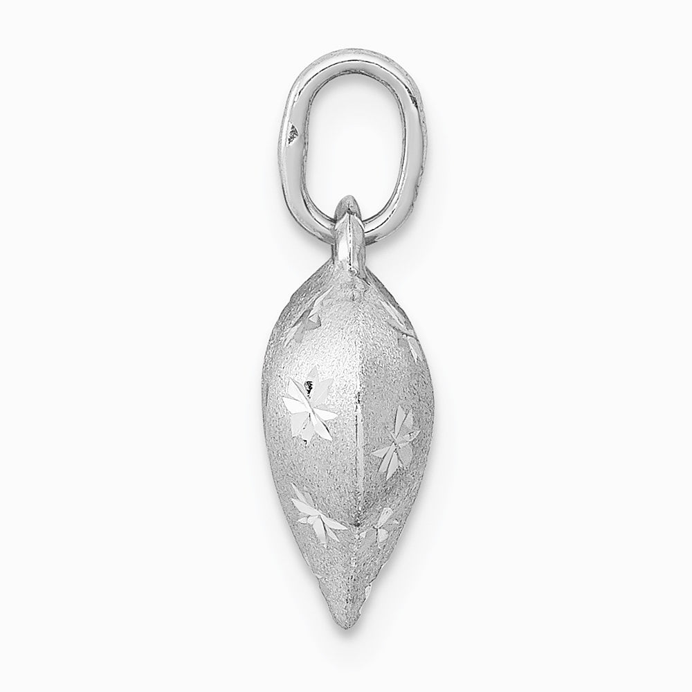 14K White Gold Satin Diamond-cut 3D Puffed Heart Pendant - Product Photo