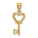 14k Polished 3D Heart Key Pendant - Product Photo